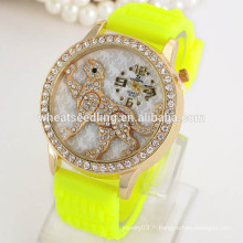 Diamond Leopard Silicone Watchband Wrist Watch